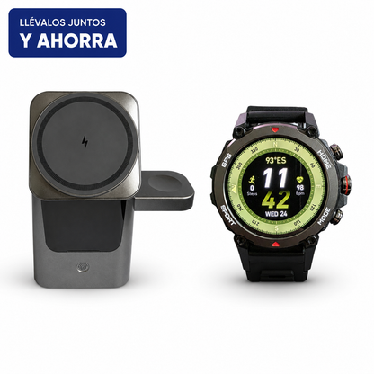 Pack Smartwatch TREK 1 con GPS + Cargador Inalámbrico