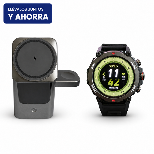 Pack Smartwatch TREK 1 con GPS + Cargador Inalámbrico