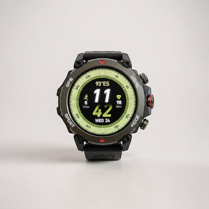 Reloj inteligente deportivo Raftec de alta resistencia con pantalla digital, bisel táctico y correa de silicona negra