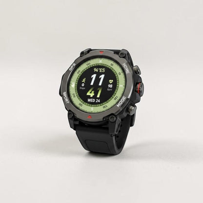 Reloj inteligente deportivo Raftec de estilo táctico en color negro con pantalla digital y correa de silicona