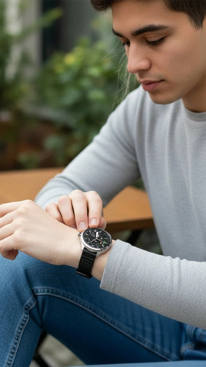 Raftec reloj inteligente con pantalla digital negra y correa de silicona negra, ideal para un estilo de vida activo.